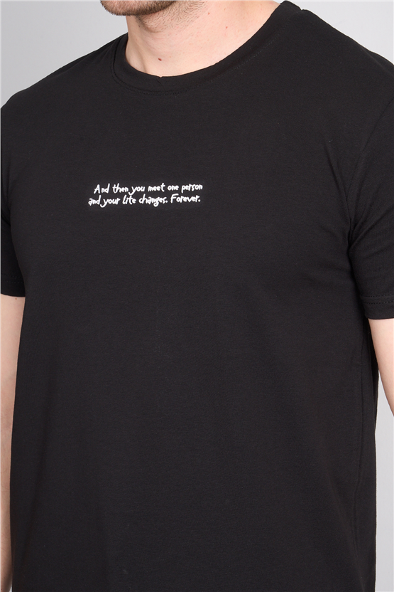 Çetinkaya Mentality 4828 Bisiklet Yaka Regular Baskılı T-shirt Siyah