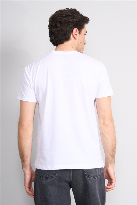 Çetinkaya Mentality 4828 Bisiklet Yaka Regular Baskılı T-shirt Beyaz