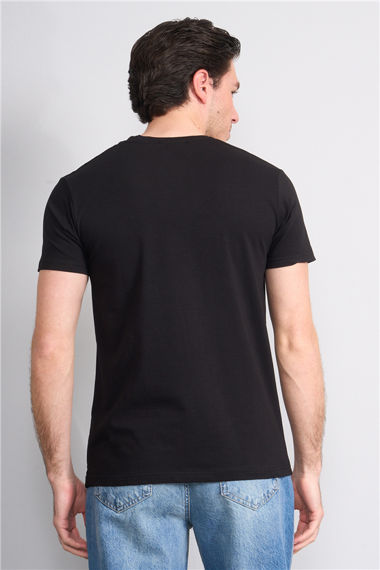 Çetinkaya Mentality 4828 Bisiklet Yaka Regular Baskılı T-shirt Siyah