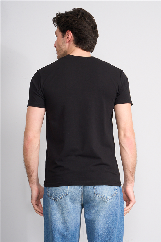 Çetinkaya Mentality 4828 Bisiklet Yaka Regular Baskılı T-shirt Siyah