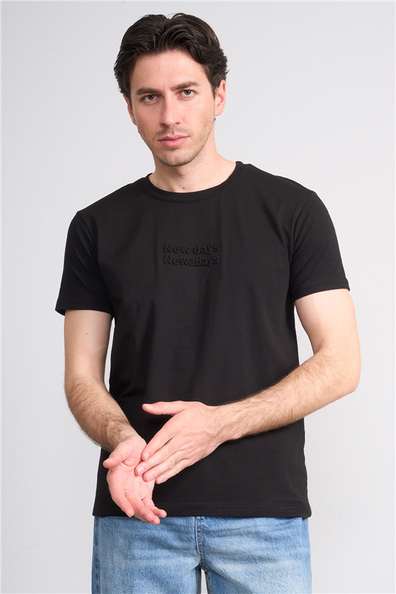 Çetinkaya Mentality 4829 Bisiklet Yaka Regular Baskılı T-shirt Siyah