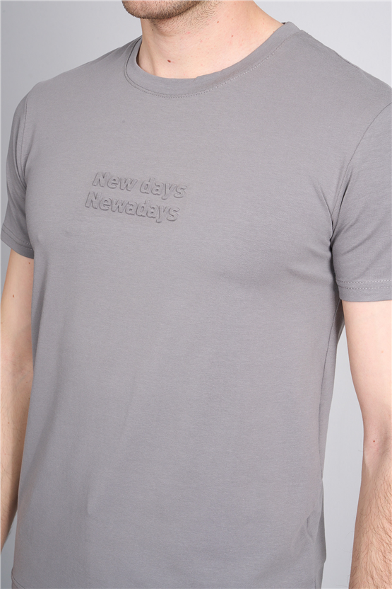 Çetinkaya Mentality 4829 Bisiklet Yaka Regular Baskılı T-shirt Açık Gri