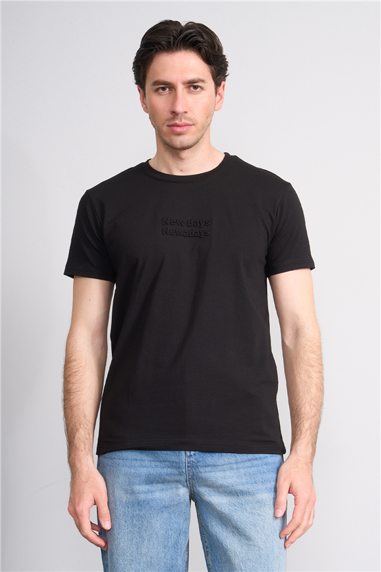 Çetinkaya Mentality 4829 Bisiklet Yaka Regular Baskılı T-shirt Siyah