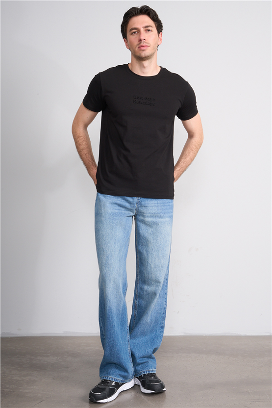 Çetinkaya Mentality 4829 Bisiklet Yaka Regular Baskılı T-shirt Siyah