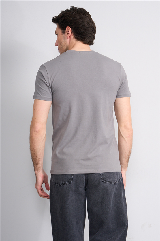 Çetinkaya Mentality 4829 Bisiklet Yaka Regular Baskılı T-shirt Açık Gri