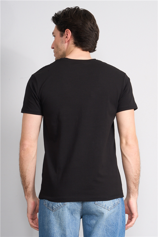 Çetinkaya Mentality 4829 Bisiklet Yaka Regular Baskılı T-shirt Siyah
