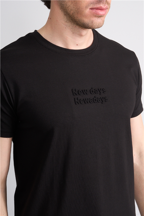 Çetinkaya Mentality 4829 Bisiklet Yaka Regular Baskılı T-shirt Siyah