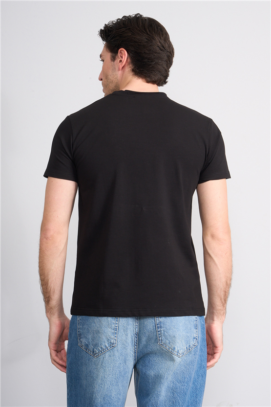 Çetinkaya Mentality 4830 Bisiklet Yaka Regular Baskılı T-shirt Siyah