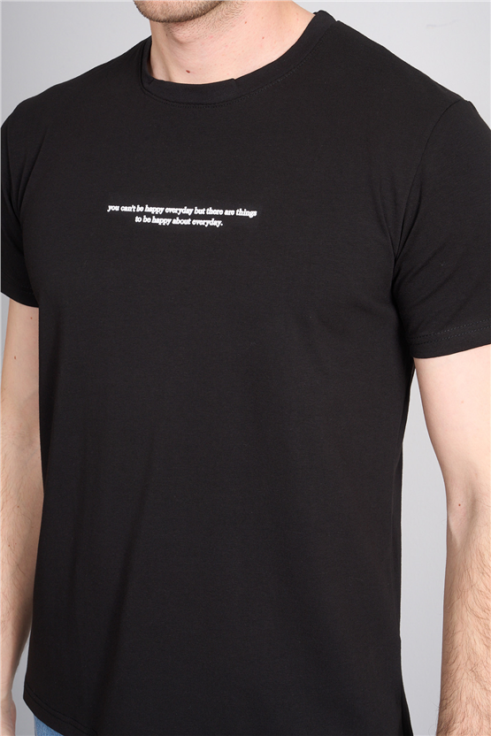 Çetinkaya Mentality 4830 Bisiklet Yaka Regular Baskılı T-shirt Siyah