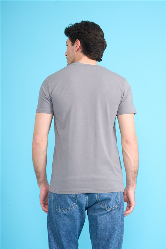 Çetinkaya Mentality 4831 Bisiklet Yaka Regular Baskılı T-shirt Açık Gri