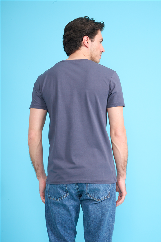 Çetinkaya Mentality 4831 Bisiklet Yaka Regular Baskılı T-shirt Füme