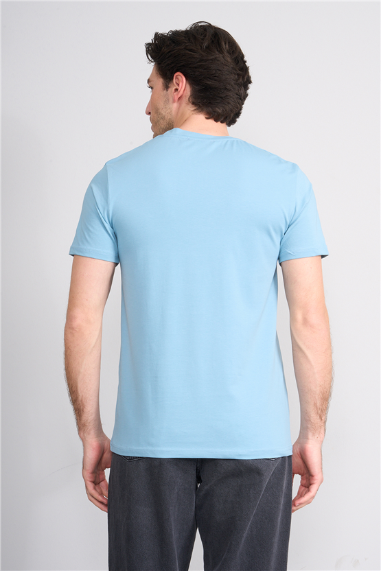 Çetinkaya Mentality 4831 Bisiklet Yaka Regular Baskılı T-shirt Mavi