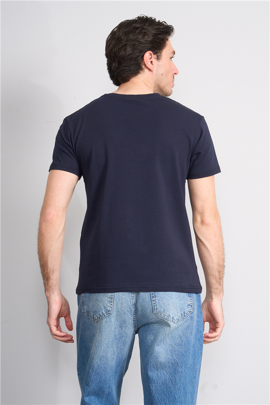 Çetinkaya Mentality 4831 Bisiklet Yaka Regular Baskılı T-shirt Lacivert