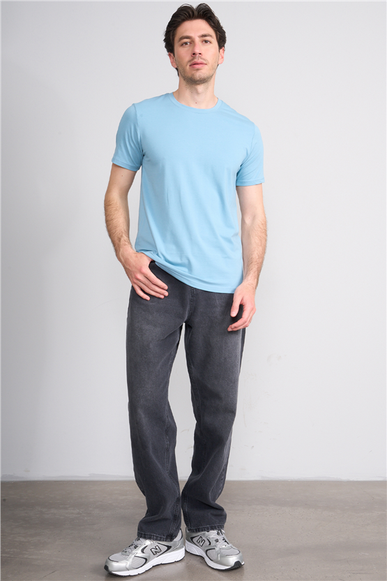 Çetinkaya Mentality 4831 Bisiklet Yaka Regular Baskılı T-shirt Mavi