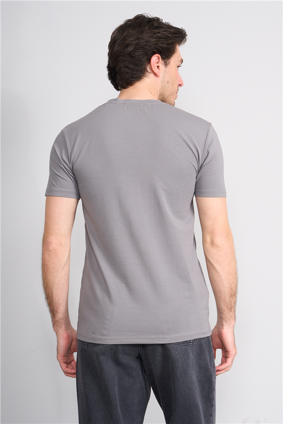 Çetinkaya Mentality 4831 Bisiklet Yaka Regular Baskılı T-shirt Açık Gri