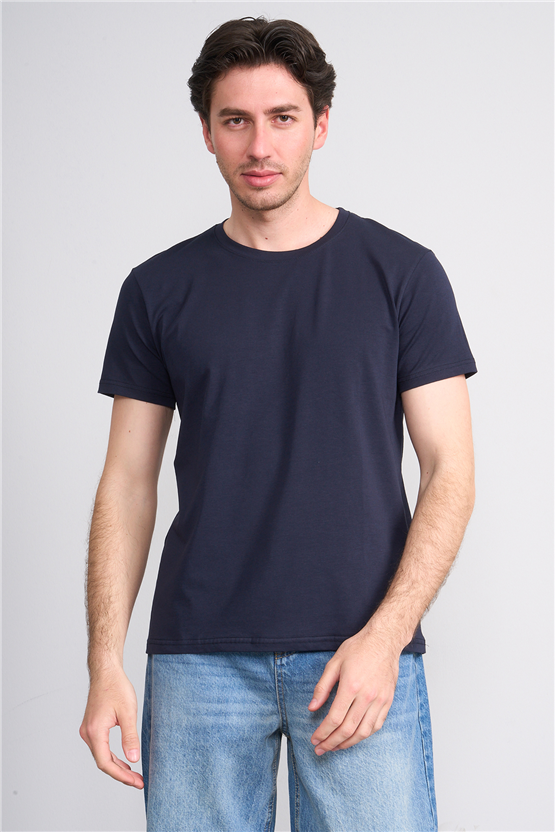 Çetinkaya Mentality 4831 Bisiklet Yaka Regular Baskılı T-shirt Lacivert