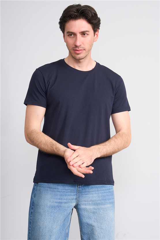 Çetinkaya Mentality 4831 Bisiklet Yaka Regular Baskılı T-shirt Lacivert