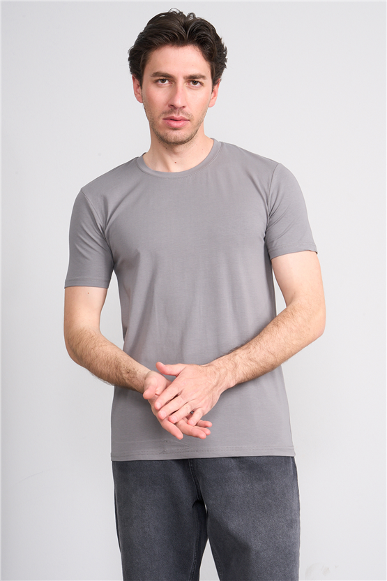 Çetinkaya Mentality 4831 Bisiklet Yaka Regular Baskılı T-shirt Açık Gri