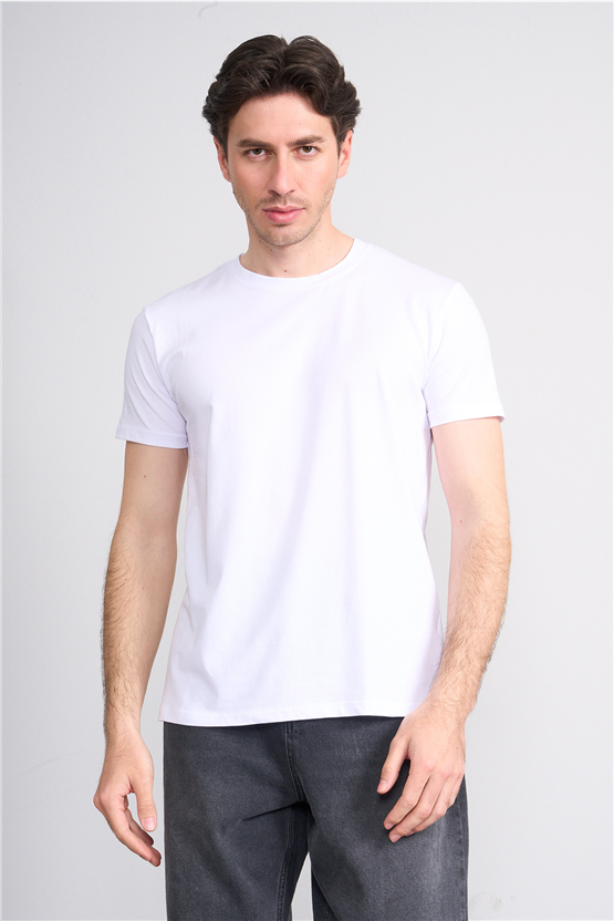 Çetinkaya Mentality 4831 Bisiklet Yaka Regular Baskılı T-shirt Beyaz