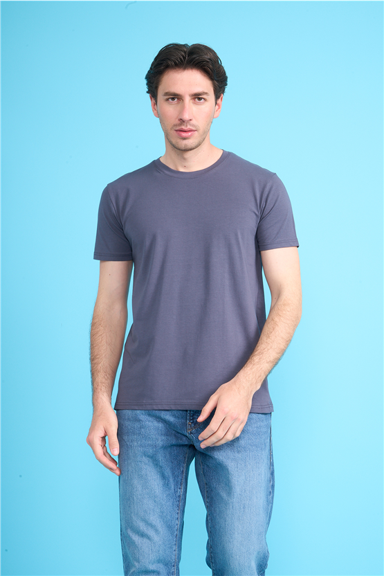 Çetinkaya Mentality 4831 Bisiklet Yaka Regular Baskılı T-shirt Füme