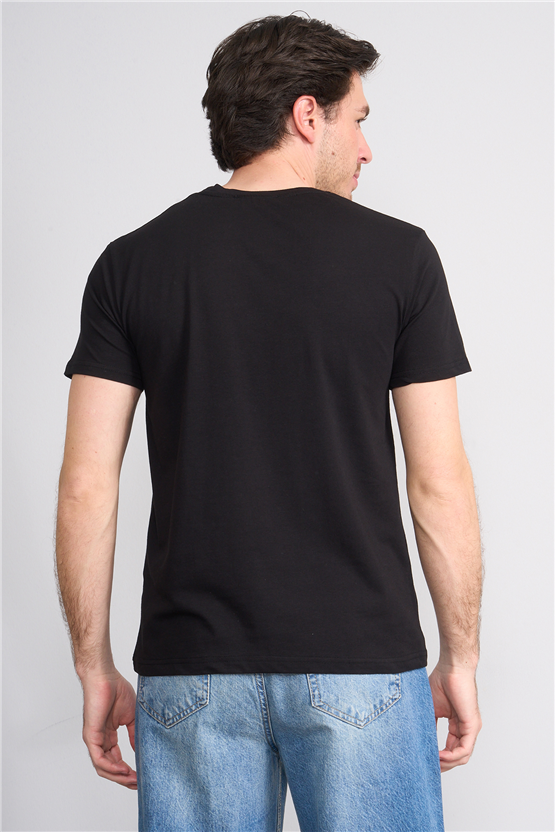 Çetinkaya Mentality 4831 Bisiklet Yaka Regular Baskılı T-shirt Siyah