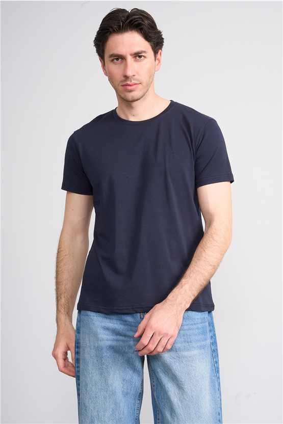 Çetinkaya Mentality 4831 Bisiklet Yaka Regular Baskılı T-shirt Lacivert