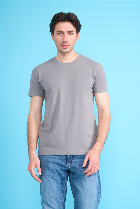 Çetinkaya Mentality 4831 Bisiklet Yaka Regular Baskılı T-shirt Açık Gri