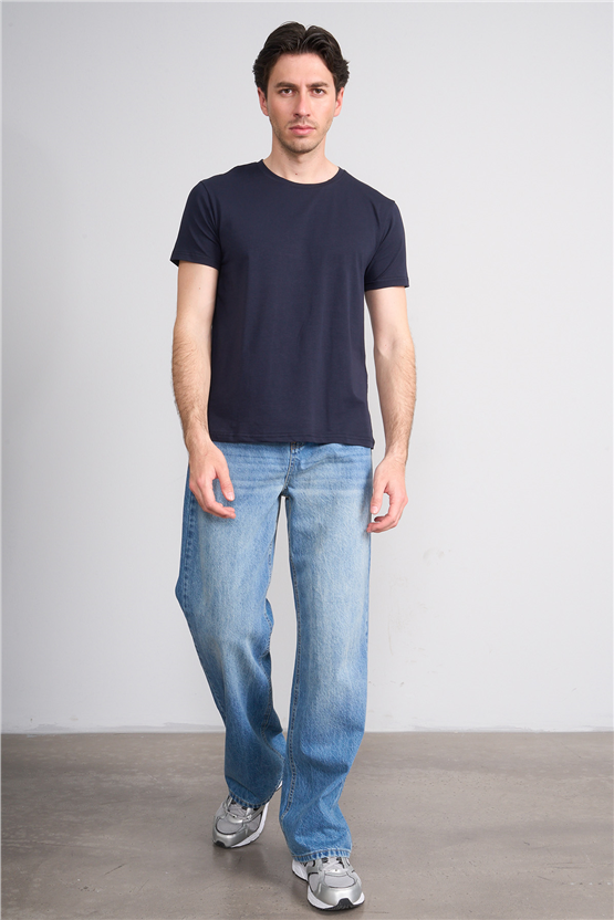 Çetinkaya Mentality 4831 Bisiklet Yaka Regular Baskılı T-shirt Lacivert