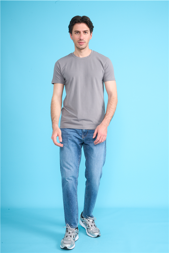 Çetinkaya Mentality 4831 Bisiklet Yaka Regular Baskılı T-shirt Açık Gri