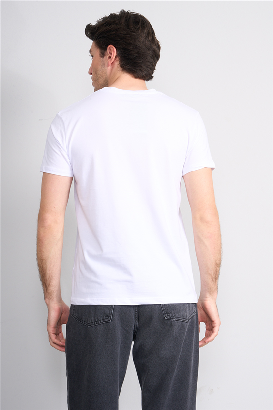 Çetinkaya Mentality 4831 Bisiklet Yaka Regular Baskılı T-shirt Beyaz
