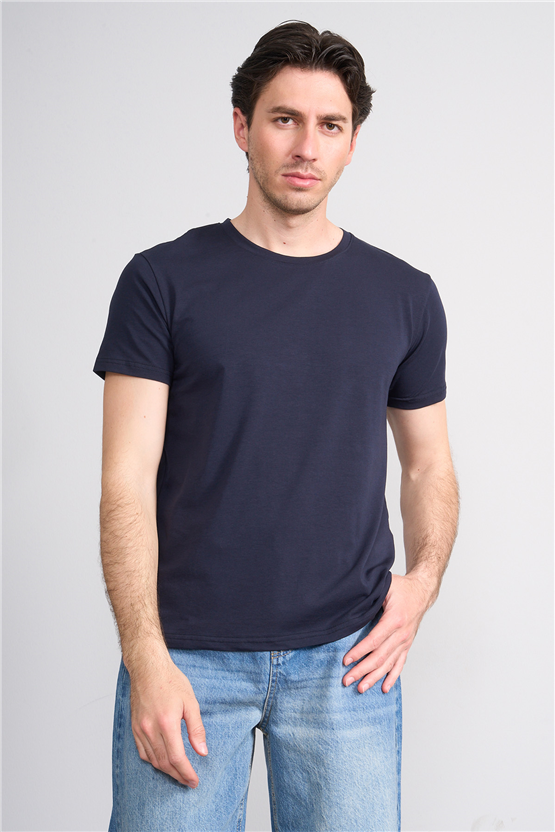Çetinkaya Mentality 4831 Bisiklet Yaka Regular Baskılı T-shirt Lacivert