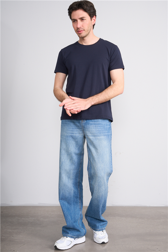 Çetinkaya Mentality 4831 Bisiklet Yaka Regular Baskılı T-shirt Lacivert