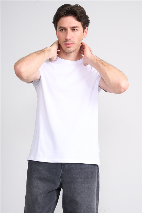 Çetinkaya Mentality 4831 Bisiklet Yaka Regular Baskılı T-shirt Beyaz