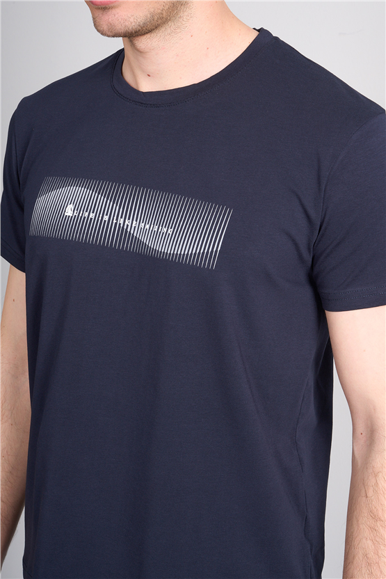 Çetinkaya Mentality 4842 Bisiklet Yaka Regular Baskılı T-shirt Lacivert