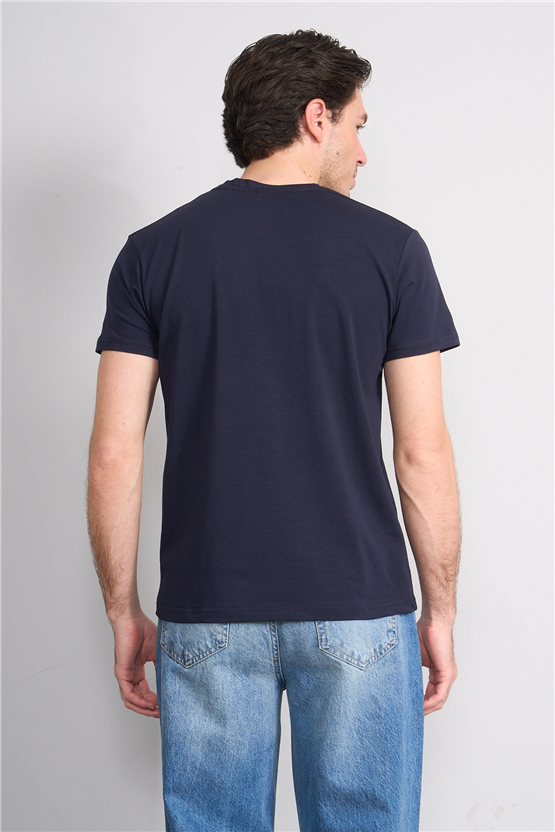 Çetinkaya Mentality 4842 Bisiklet Yaka Regular Baskılı T-shirt Lacivert