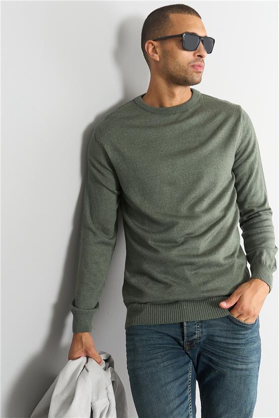 Çetinkaya Mentality 5143 Erkek Bisiklet Yaka Triko Haki