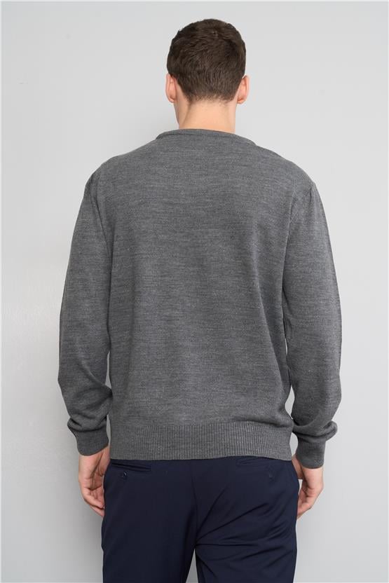 Çetinkaya Mentality 5143 Erkek Bisiklet Yaka Triko Antrasitmelanj