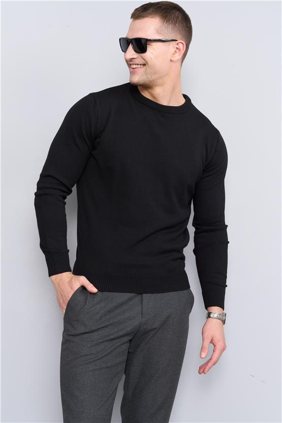 Çetinkaya Mentality 5143 Erkek Bisiklet Yaka Triko Siyah