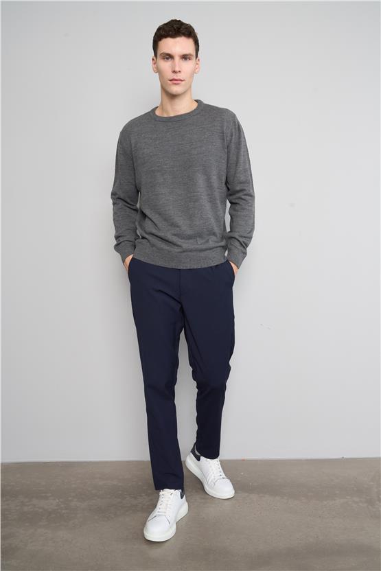 Çetinkaya Mentality 5143 Erkek Bisiklet Yaka Triko Antrasitmelanj