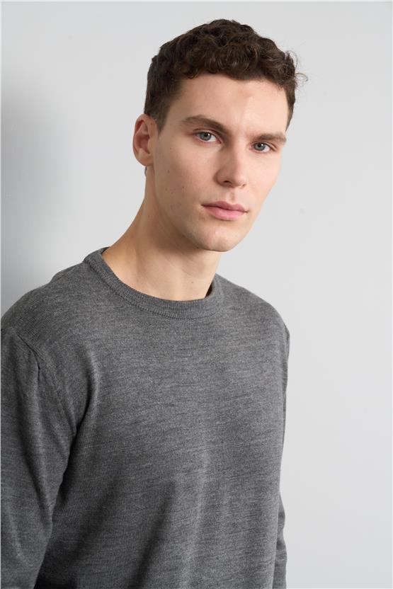 Çetinkaya Mentality 5143 Erkek Bisiklet Yaka Triko Antrasitmelanj