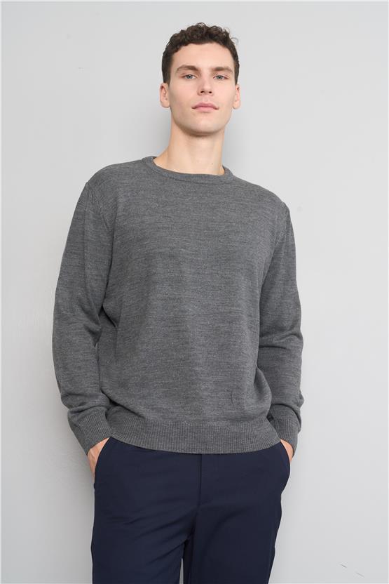 Çetinkaya Mentality 5143 Erkek Bisiklet Yaka Triko Antrasitmelanj