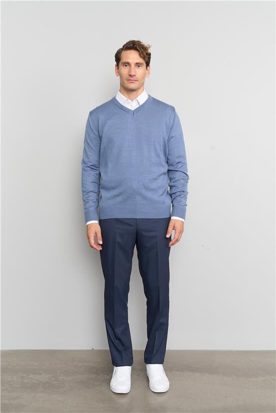 Çetinkaya Mentality 5144 Erkek V Yaka Triko İndigo