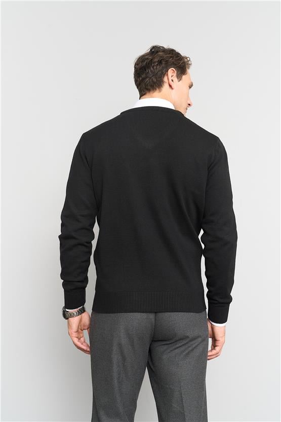 Çetinkaya Mentality 5144 Erkek V Yaka Triko Siyah