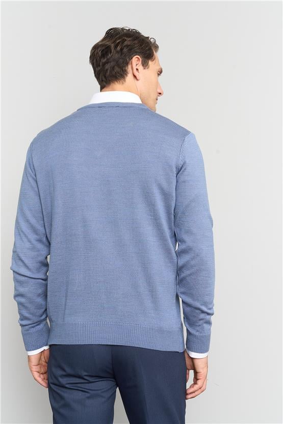 Çetinkaya Mentality 5144 Erkek V Yaka Triko İndigo