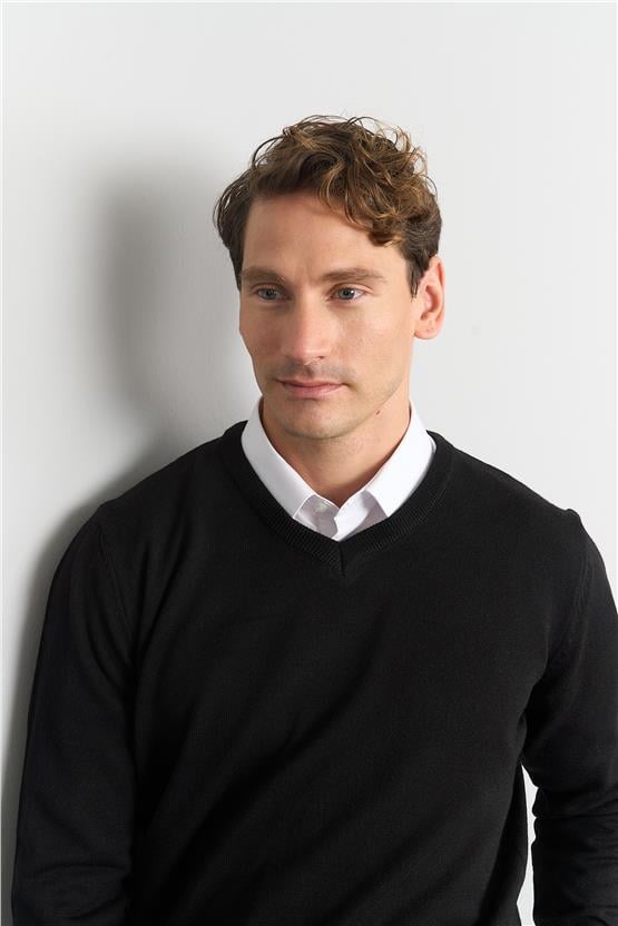 Çetinkaya Mentality 5144 Erkek V Yaka Triko Siyah