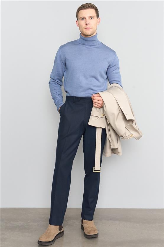 Çetinkaya Mentality 5146 Erkek Tam Balıkçı Yaka Triko İndigo