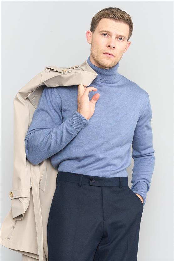 Çetinkaya Mentality 5146 Erkek Tam Balıkçı Yaka Triko İndigo