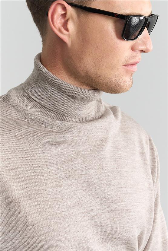 Çetinkaya Mentality 5146 Erkek Tam Balıkçı Yaka Triko Vizonmelanj