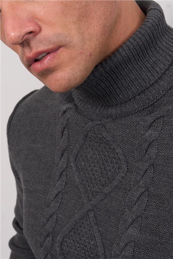 Çetinkaya Mentality 5150 Balıkçı Yaka Regular Triko Antrasitmelanj