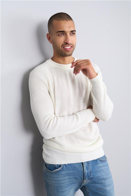 Çetinkaya Mentality 5152 Bisiklet Yaka Regular Triko Krem